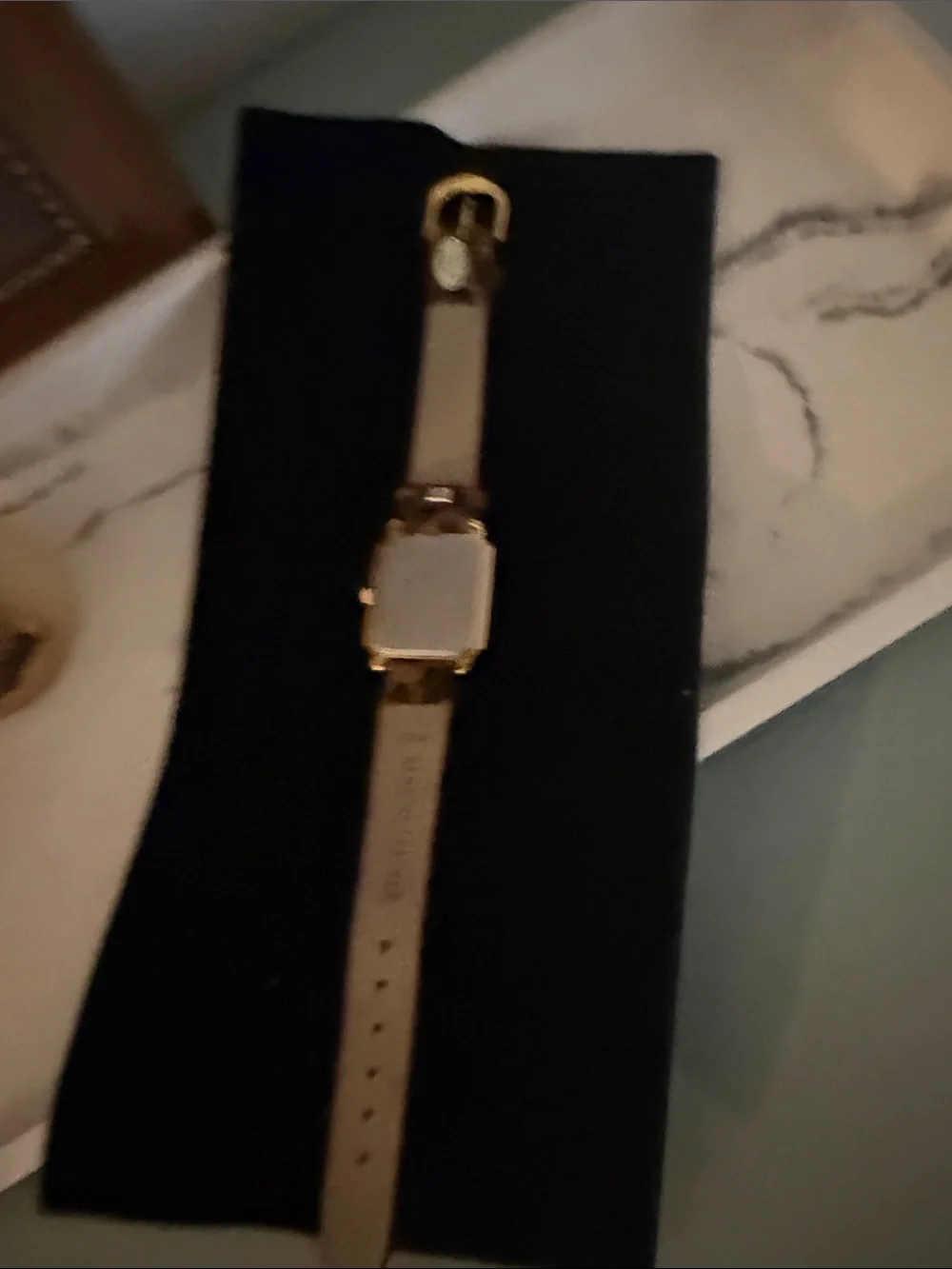 Gold Square Watch with Leopard Print Leather Strap